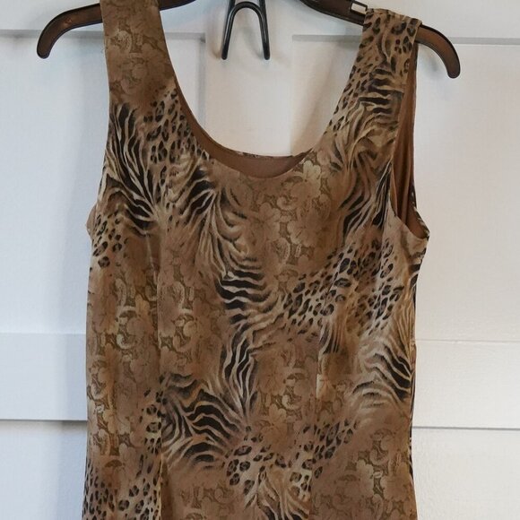 Zebra and Leopard Sleeveless Dress Maxi Dress, Brown, Black - Picture 4 of 6